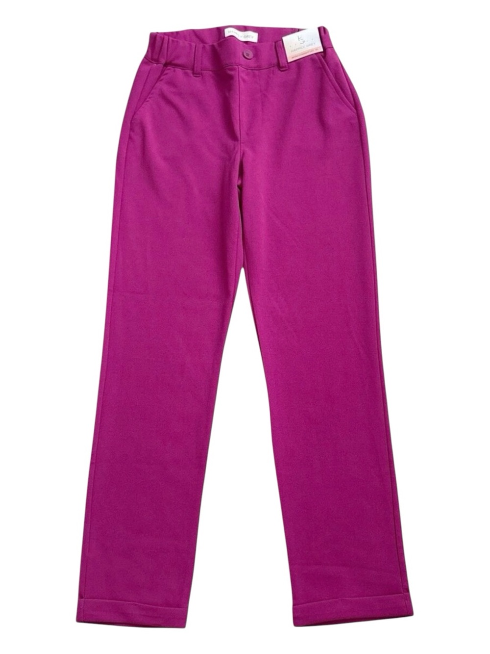 Happily Grey Pull On Pants Womens XS Fuchsia Side Elastic Straight Cuffed NWT